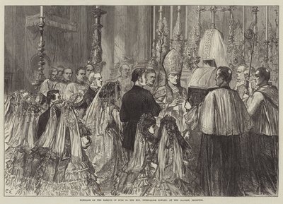 Ślub markiza Bute z czcigodną Gwendaline Howard w oratorium w Brompton autorstwa Sir John Charles Robinson