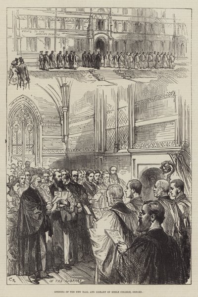 Otwarcie nowej sali i biblioteki Keble College w Oksfordzie autorstwa Sir John Charles Robinson
