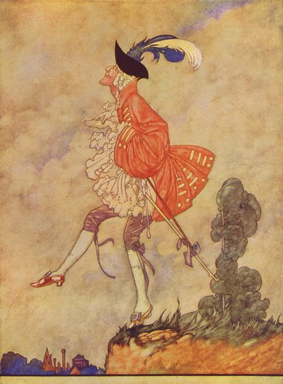 Pycha kroczy przed upadkiem (kolorowa litografia) autorstwa Charles Robinson
