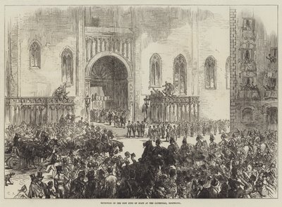 Przyjęcie nowego króla Hiszpanii w katedrze w Barcelonie autorstwa Sir John Charles Robinson