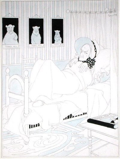 „Więc zakryła się”, ilustracja z „Trzech niedźwiedzi” w „Wielkiej księdze baśni” pod redakcją Waltera Jerroda, wydana 1911 (pióro i tusz z akwarelą na papierze) autorstwa Charles Robinson