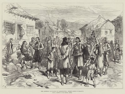 Austriacka okupacja Hercegowiny, scena uliczna w Grahovo autorstwa Sir John Charles Robinson