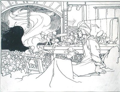 The Furious Host, ilustracja z "The True Annals of Fairyland - The Reign of the Old King", pod redakcją J.M. Gibbona, wydana w 1901 roku (pióro, tusz i akwarela monochromatyczna na papierze) autorstwa Charles Robinson