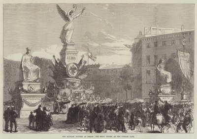 Triumf wojskowy w Berlinie, trofeum Sedan przy Bramie Poczdamskiej autorstwa Sir John Charles Robinson