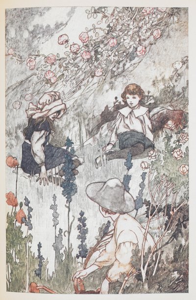 Dzieci w tajemniczym ogrodzie: Mary Lennox, Colin Craven i Dickon Sowerby. autorstwa Charles Robinson