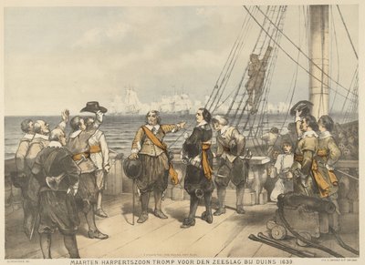 Maarten Tromp przed rozpoczęciem bitwy pod Duins, 1639 Maarten Harpertszoon Tromp, przed bitwą morską pod Duins 1639 (tytuł na obiekcie) autorstwa Charles Rochussen