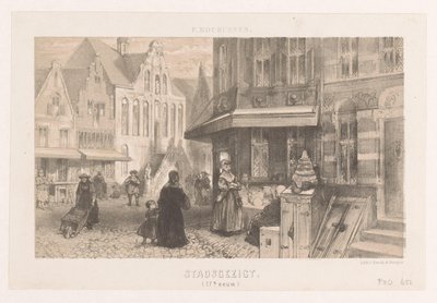 Ludzie na ulicy Pejzaż miejski (XVII w.) (tytuł na obiekcie) autorstwa Charles Rochussen