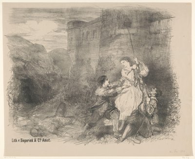 Scena z baletu Don Jose Ogłoszenie Bilety na balety i spektakle wystawiane w Teatrze Miejskim w Amsterdamie (tytuł serii) autorstwa Charles Rochussen