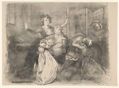 Scena z dramatu scenicznego Marie Antoinette Zapowiedzi baletów i spektakli wystawianych w Teatrze Miejskim w Amsterdamie (tytuł serii) autorstwa Charles Rochussen