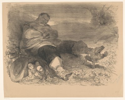 Scena ze sztuki Mały kciuk Ogłoszenie Bilety na balety i spektakle wystawiane w Teatrze Miejskim w Amsterdamie (tytuł serii) autorstwa Charles Rochussen