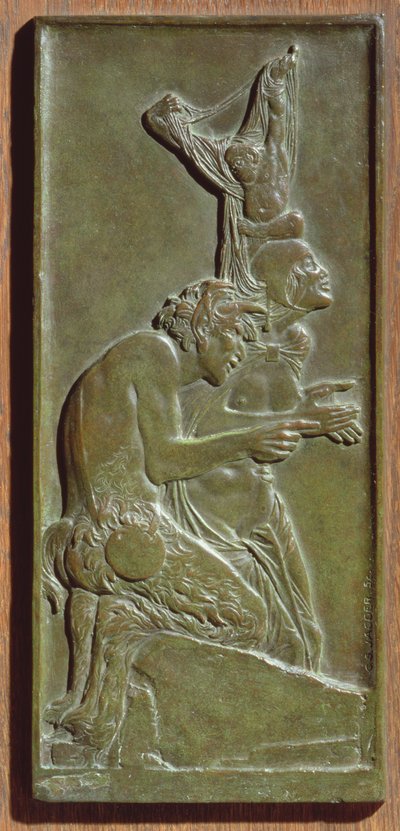 Nimfa i Satyr, c.1930 (brąz) (patrz także 165266) autorstwa Charles Sergeant Jagger