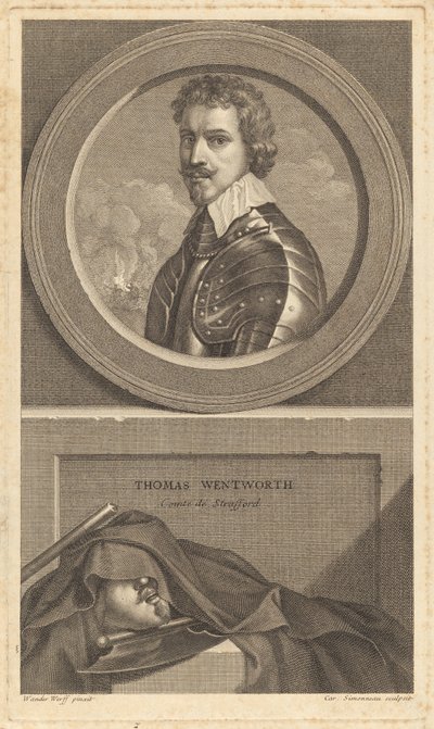 Thomas Wentworth, hrabia Strafford autorstwa Charles Simonneau after Adriaen van der Werff after Sir Anthony van Dyck