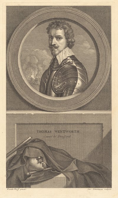 Thomas Wentworth, hrabia Strafford autorstwa Charles Simonneau after Adriaen van der Werff after Sir Anthony van Dyck