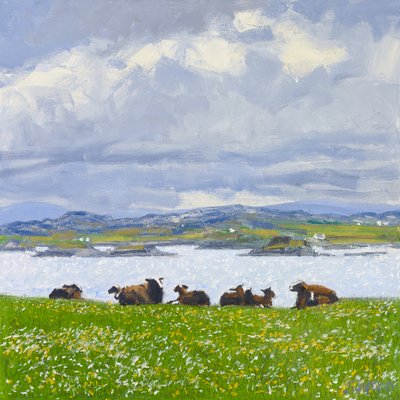 Dozing Sheep, Iona, 2015 (olej na płótnie) autorstwa Charles Simpson