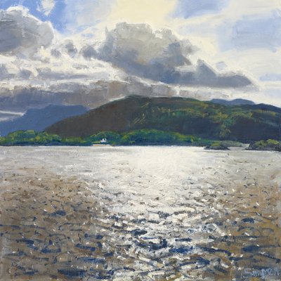 Loch nan Uamh, 2015 (olej na płótnie) autorstwa Charles Simpson