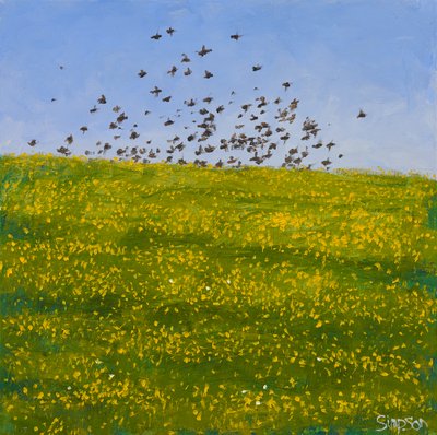Szpak i jaskier, Iona, 2015 (olej na płótnie) autorstwa Charles Simpson