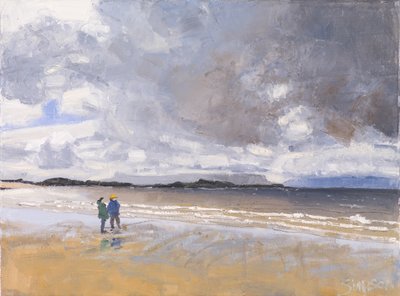 Dwie postacie, 2017 (olej na płótnie) autorstwa Charles Simpson