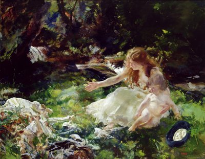 „...a wróżki uciekły z ubraniami” (olej na płótnie) autorstwa Charles Sims
