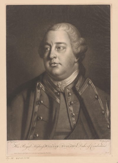 Portret van Willema Augustusa van Cumberlanda Jego Królewska Wysokość William Augustus Duke of Cumberland (tytuł na obiekcie) autorstwa Charles Spooner