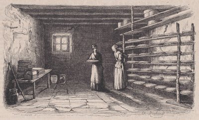 Fabryka serów, od Magasin Pittoresque, ca. 1852. autorstwa Charles Tamisier
