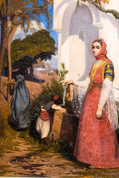 Orientalna kobieta przy fontannie autorstwa Charles Theodore (1814-88) Frere