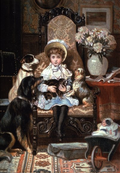 Doddy i jej zwierzak, ok. 1885 (ilustracja) autorstwa Charles Trevor (after) Garland