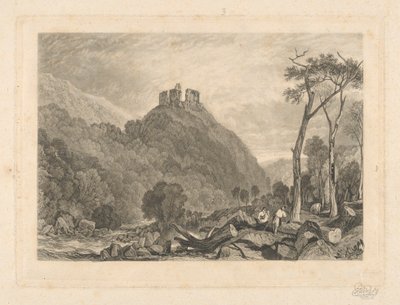 Zamek Okehampton nad rzeką Okement autorstwa Charles Turner