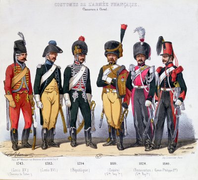 Stroje kawalerzystów francuskich z lat 1743-1840 autorstwa Charles Vernier