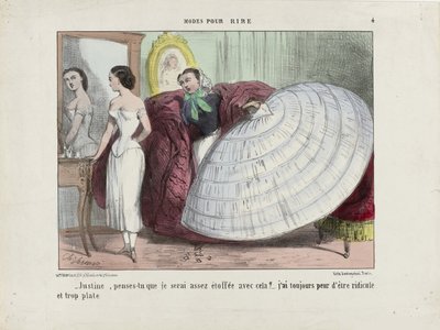 Justine, czy myślisz, że będę wystarczająco rozwinięty tym... Z Modes pour rire, 1855-1859. autorstwa Charles Vernier