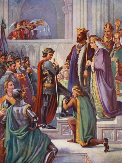 Inwestytura Edwarda Czarnego Księcia na Rycerza Podwiązki autorstwa Charles West (after) Cope
