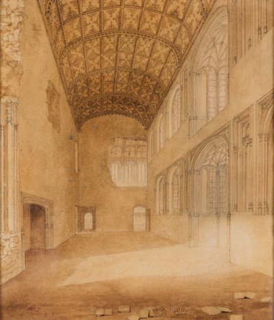 Crosby Hall (nr 1), ok. 1818 r. (akwarela na papierze) autorstwa Charles Wild