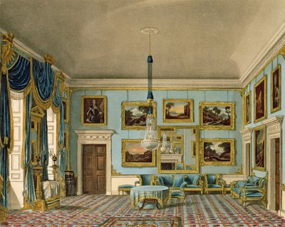 Pokój Blue Velvet w Buckingham House, grawerowany przez Daniela Havell autorstwa Charles Wild