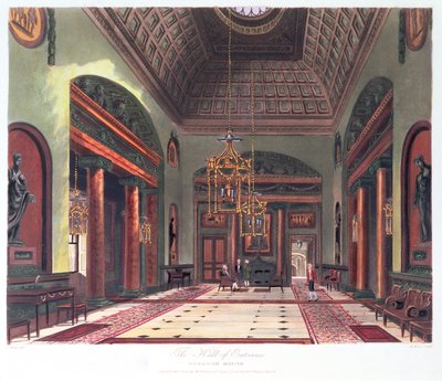 Hol wejściowy, Carlton House, grawerowane przez R. Reeve, wyd. 1819 przez W.H.Pyne autorstwa Charles Wild