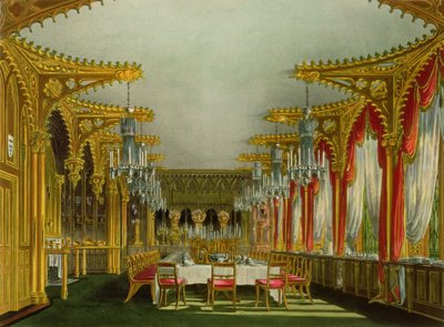 Gotycka jadalnia w Carlton House z „Rezydencji Królewskich” Pyne rytowana przez Thomasa Sutherlanda (b.c.1785), opublikowana w 1819 r. autorstwa Charles Wild