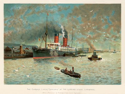 Liniowiec Cunard „Kampania” na etapie lądowania, Liverpool autorstwa Charles Wilkinson
