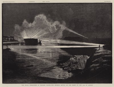 Operacje morskie w Milford Haven, decydująca bitwa w nocy 17 sierpnia autorstwa Charles William Wyllie
