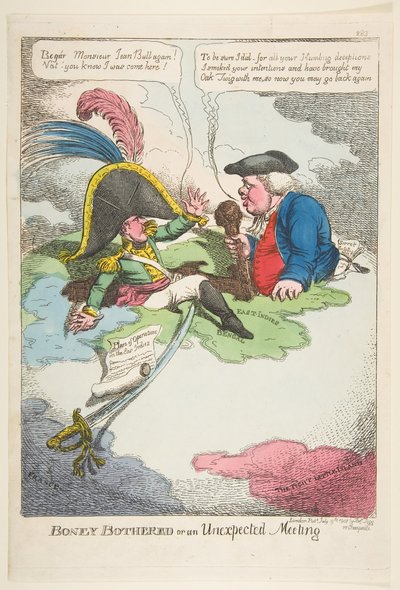 Boney niepokoi się lub nieoczekiwane spotkanie, 9 lipca 1808 r. autorstwa Charles Williams