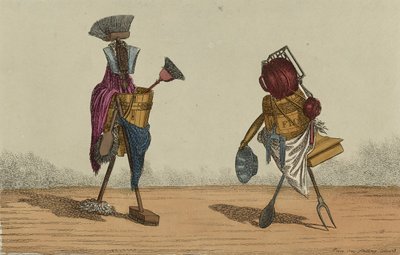 Animowane narzędzia, płyta 2, Dedykowane pokojówkom i kucharzom z Wielkiej Brytanii, wrzesień 1811 (akwaforta ręcznie kolorowana) autorstwa Charles Williams