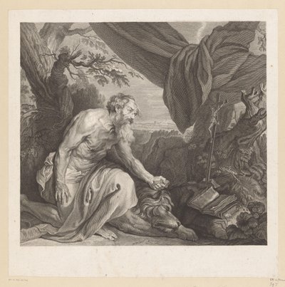 Hieronim ze śpiącym lwem i krzyżem autorstwa Charles de Beauvais (rejected attribution)