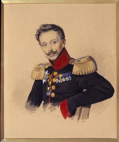 Portret księcia Fiodora Fiodorowicza Gagarina (1746-1863) (Portret F.F. Gagarina). Praca Carla Von Hampeina (1794-po 1880), ołówek i akwarela na papierze, ok. 1830. Sztuka rosyjska autorstwa Charles de Hampeln