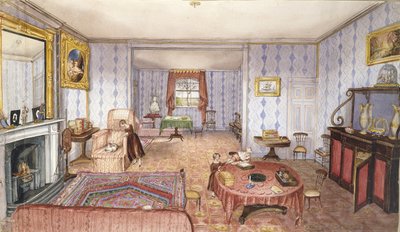 Salon, Clay Hill, f12 z Albumu wnętrz, 1843 autorstwa Charlotte Bosanquet