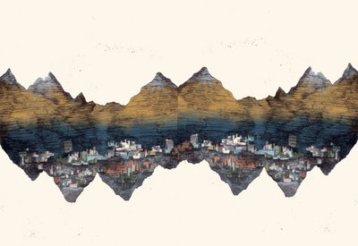 I echo gór, 2013 (trawienie suche i cyfrowe) autorstwa Charlotte Orr