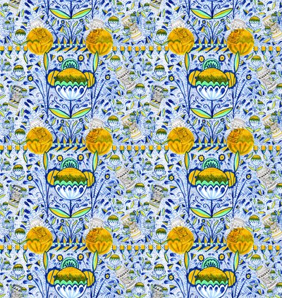 Ashmolean Museum Pattern Design, 2020 (pędzel i długopisy) autorstwa Charlotte Orr
