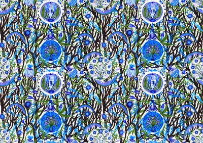 Ashmolean Museum Pattern Design #2, 2020 (pędzel i długopisy) autorstwa Charlotte Orr