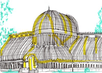 Ogród Botaniczny, Belfast, 2021 (pisak i marker akrylowy) autorstwa Charlotte Orr