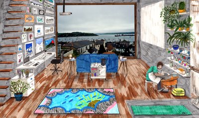 Coronamaison, 2020 (Pędzle na papierze) autorstwa Charlotte Orr
