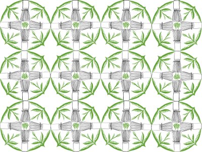 Matcha Repeat Pattern, 2018 (pióro i atrament) autorstwa Charlotte Orr