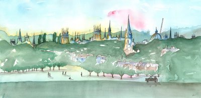 Oxford Spires , 2014 (akwarela) autorstwa Charlotte Orr
