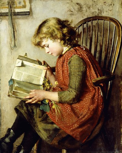 Młoda dziewczyna czytająca, 1890 autorstwa Charlotte Weeks