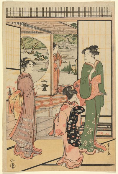 Piękne kobiety na Yashiki (CBL J 2494) autorstwa Chobunsai Eishi